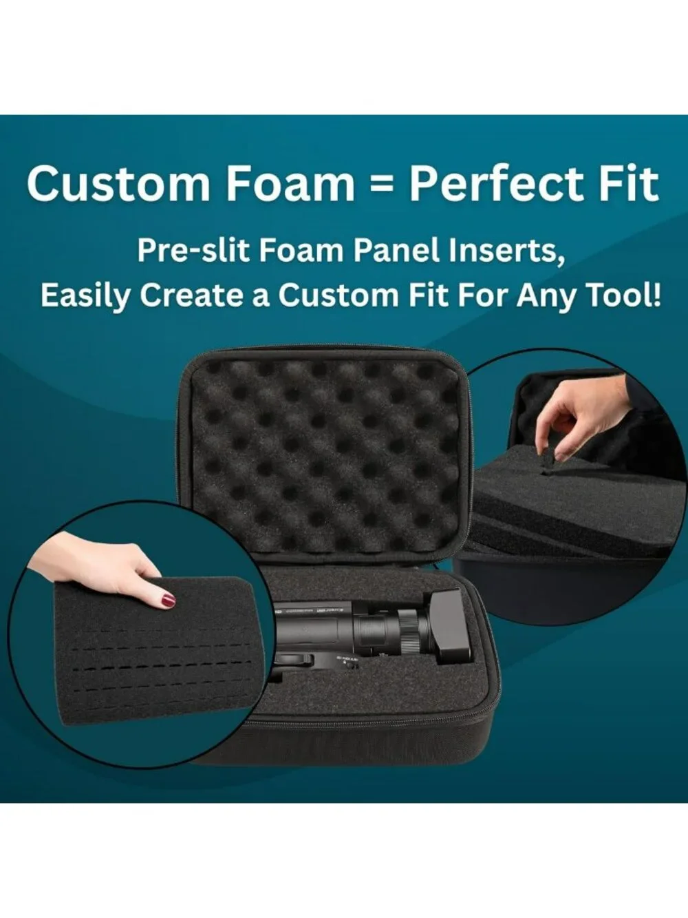 Customizable Hard Case 11x9x5.5 with 3-Layer Pick-and-Pluck Foam Storage